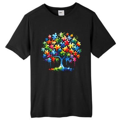 Autism Puzzles Tree Autism Awareness Autistic Support Cute Gift Tall Fusion ChromaSoft Performance T-Shirt