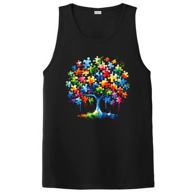 Autism Puzzles Tree Autism Awareness Autistic Support Cute Gift PosiCharge Competitor Tank