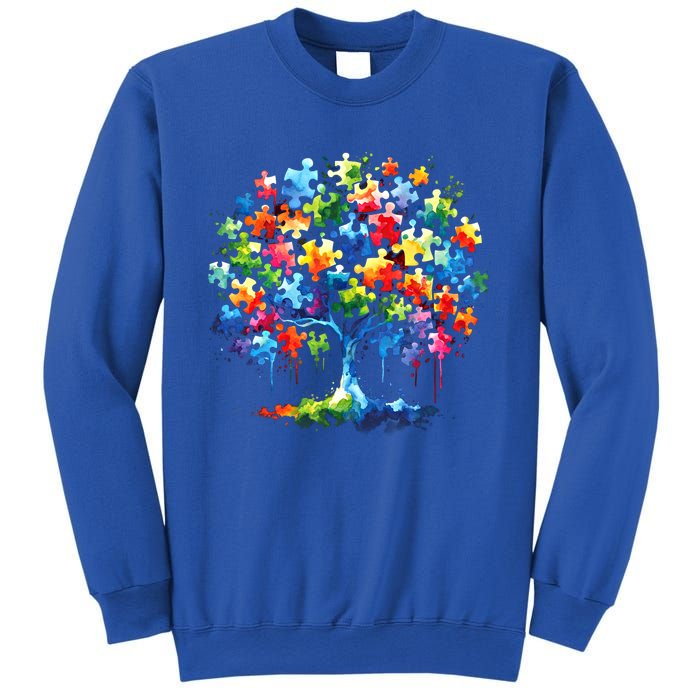 Autism Puzzles Tree Autism Awareness Autistic Support Cute Gift Sweatshirt