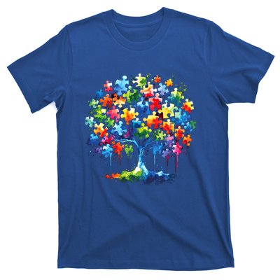 Autism Puzzles Tree Autism Awareness Autistic Support Cute Gift T-Shirt