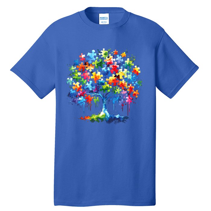 Autism Puzzles Tree Autism Awareness Autistic Support Cute Gift Tall T-Shirt