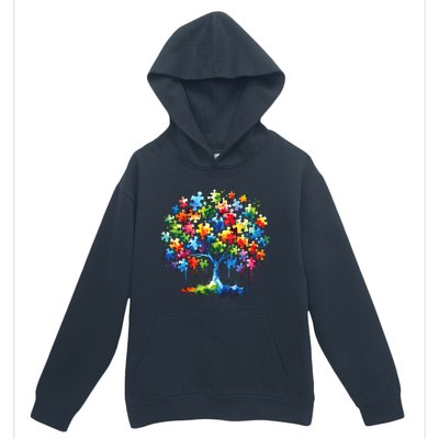 Autism Puzzles Tree Autism Awareness Autistic Support Cute Gift Urban Pullover Hoodie