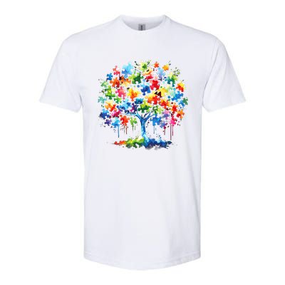 Autism Puzzles Tree Autism Awareness Autistic Support Cute Gift Softstyle CVC T-Shirt