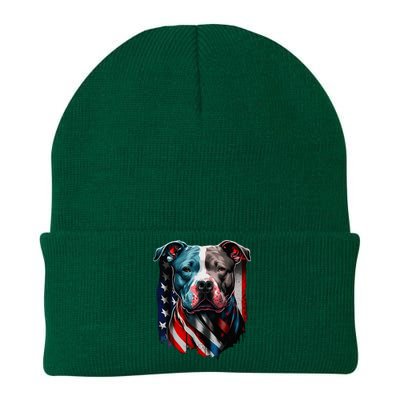 American Pitbull Terrier USA Flag Patriotic Dog Knit Cap Winter Beanie