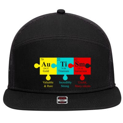 Autism Periodic Table Elets Autist Gift 7 Panel Mesh Trucker Snapback Hat