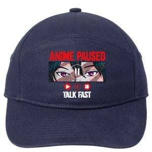 Anime Paused Talk Fast Japanese Anime Merch 7-Panel Snapback Hat