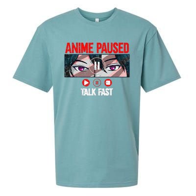 Anime Paused Talk Fast Japanese Anime Merch Sueded Cloud Jersey T-Shirt