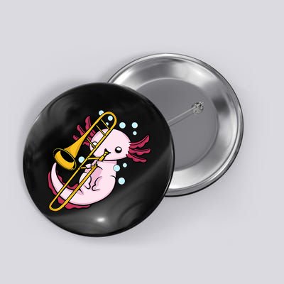 Axolotl Playing Trombone  Marching Band Trombone Button