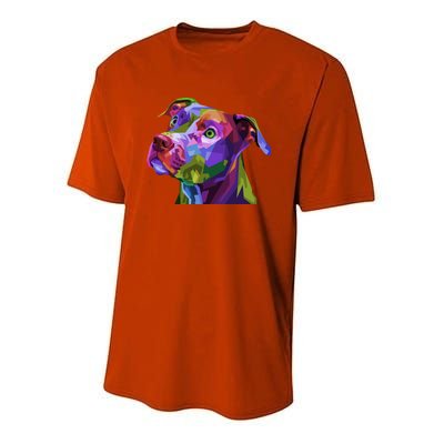 American Pitbull Terrier Pop Art Portrait For Dog Owners Gift Youth Performance Sprint T-Shirt