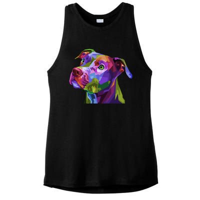 American Pitbull Terrier Pop Art Portrait For Dog Owners Gift Ladies PosiCharge Tri-Blend Wicking Tank