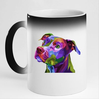 American Pitbull Terrier Pop Art Portrait For Dog Owners Gift 11oz Black Color Changing Mug