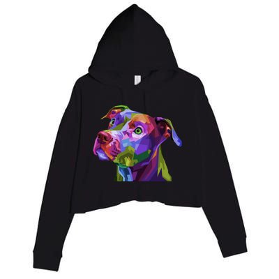 American Pitbull Terrier Pop Art Portrait For Dog Owners Gift Crop Fleece Hoodie