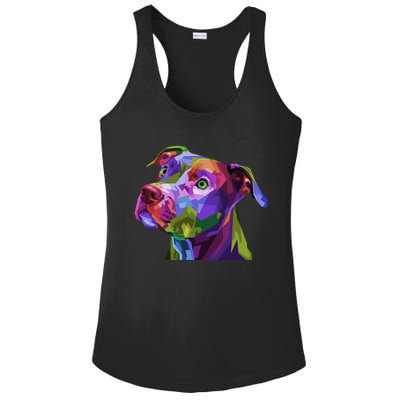 American Pitbull Terrier Pop Art Portrait For Dog Owners Gift Ladies PosiCharge Competitor Racerback Tank