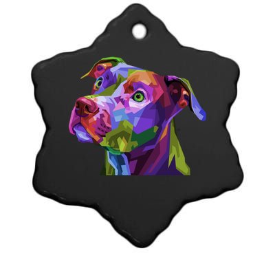 American Pitbull Terrier Pop Art Portrait For Dog Owners Gift Ceramic Star Ornament