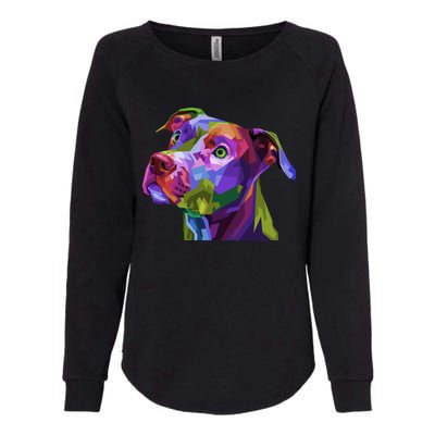 American Pitbull Terrier Pop Art Portrait For Dog Owners Gift Womens California Wash Sweatshirt