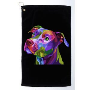 American Pitbull Terrier Pop Art Portrait For Dog Owners Gift Platinum Collection Golf Towel