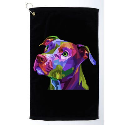 American Pitbull Terrier Pop Art Portrait For Dog Owners Gift Platinum Collection Golf Towel