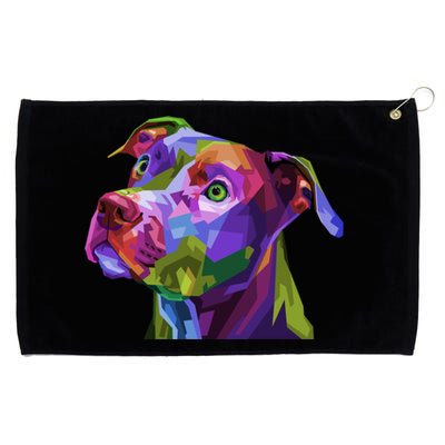 American Pitbull Terrier Pop Art Portrait For Dog Owners Gift Grommeted Golf Towel