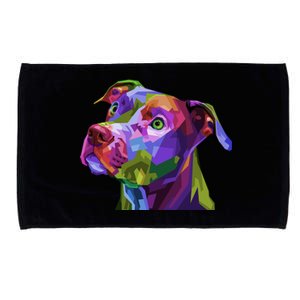 American Pitbull Terrier Pop Art Portrait For Dog Owners Gift Microfiber Hand Towel