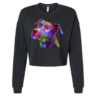 American Pitbull Terrier Pop Art Portrait For Dog Owners Gift Cropped Pullover Crew