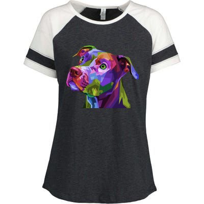 American Pitbull Terrier Pop Art Portrait For Dog Owners Gift Enza Ladies Jersey Colorblock Tee