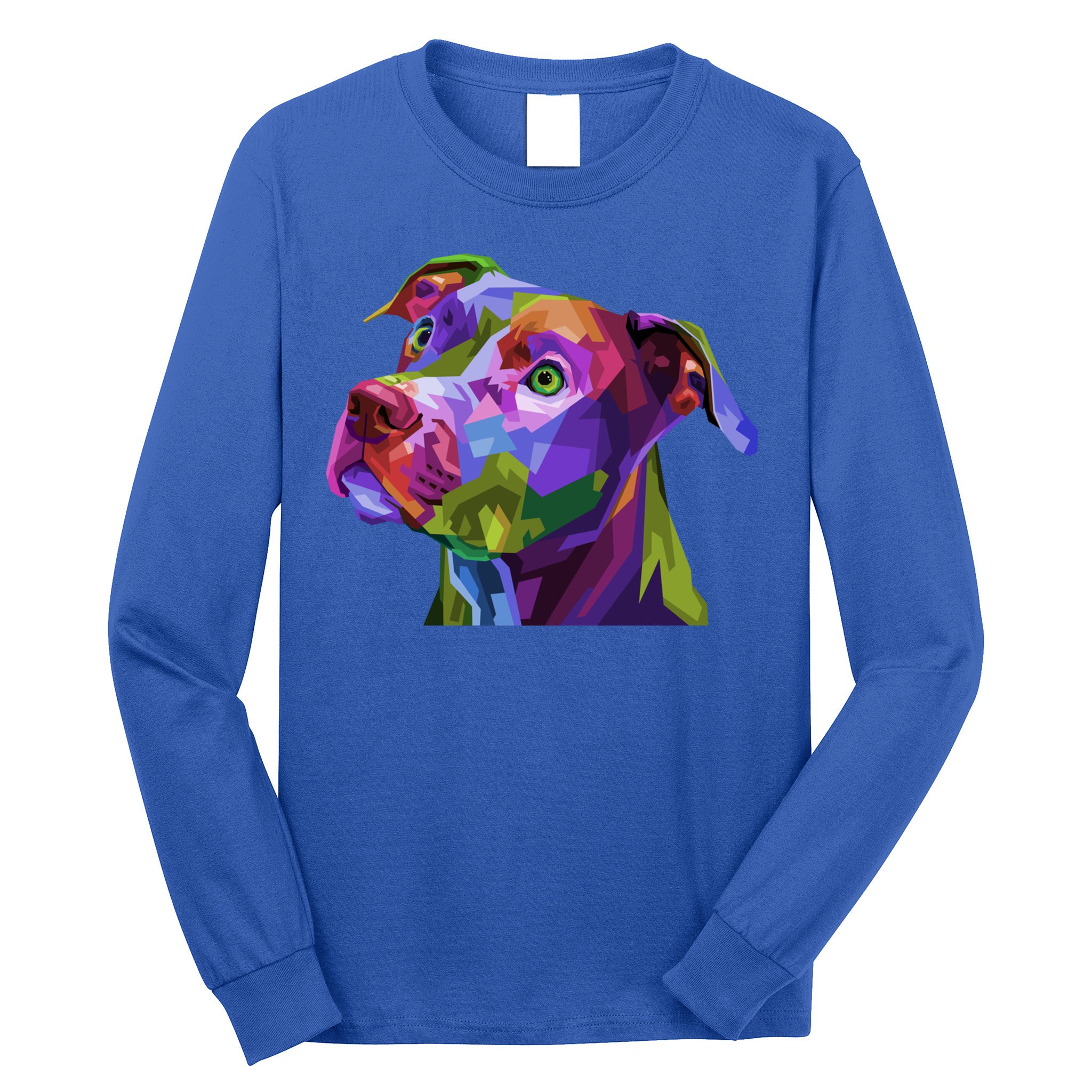American Pitbull Terrier Pop Art Portrait For Dog Owners Gift Long Sleeve Shirt
