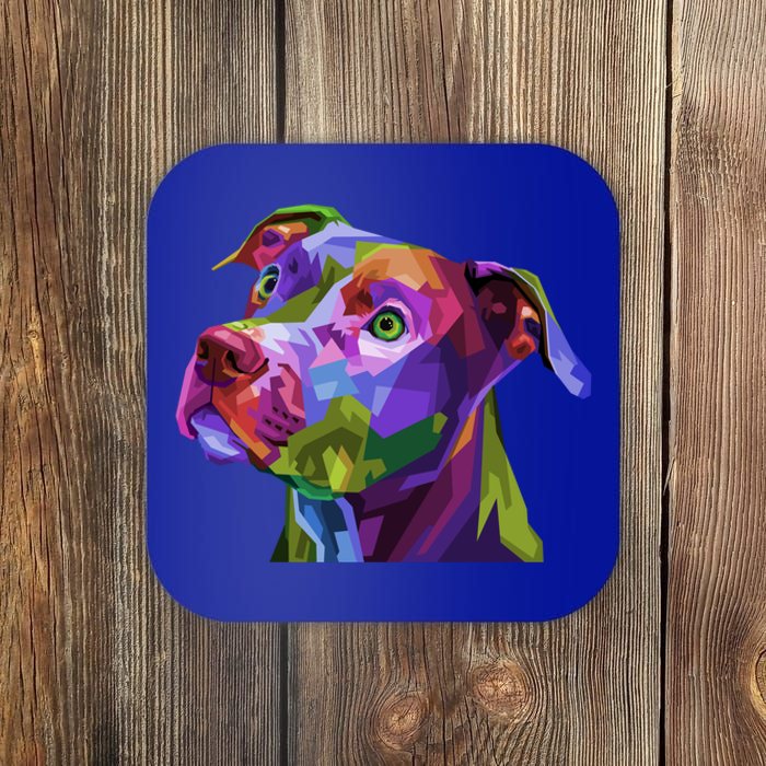 American Pitbull Terrier Pop Art Portrait For Dog Owners Gift Coaster