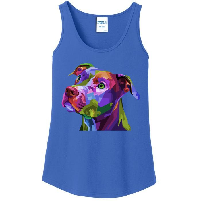 American Pitbull Terrier Pop Art Portrait For Dog Owners Gift Ladies Essential Tank