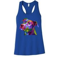 American Pitbull Terrier Pop Art Portrait For Dog Owners Gift Women's Racerback Tank