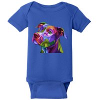 American Pitbull Terrier Pop Art Portrait For Dog Owners Gift Baby Bodysuit