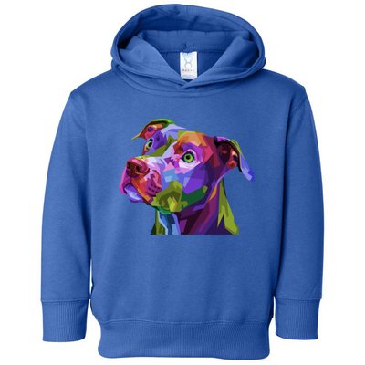 American Pitbull Terrier Pop Art Portrait For Dog Owners Gift Toddler Hoodie