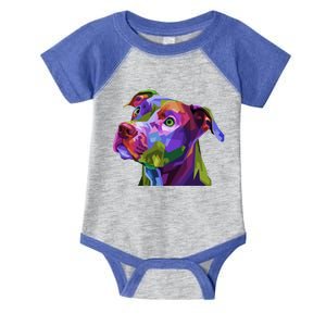 American Pitbull Terrier Pop Art Portrait For Dog Owners Gift Infant Baby Jersey Bodysuit