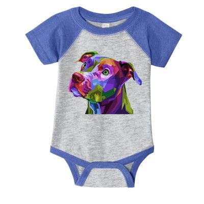 American Pitbull Terrier Pop Art Portrait For Dog Owners Gift Infant Baby Jersey Bodysuit