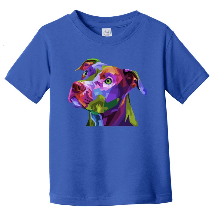 American Pitbull Terrier Pop Art Portrait For Dog Owners Gift Toddler T-Shirt