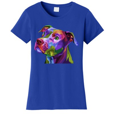 American Pitbull Terrier Pop Art Portrait For Dog Owners Gift Women's T-Shirt