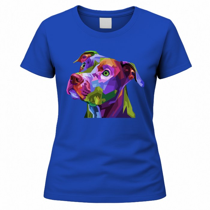 American Pitbull Terrier Pop Art Portrait For Dog Owners Gift Women's T-Shirt