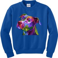 American Pitbull Terrier Pop Art Portrait For Dog Owners Gift Kids Sweatshirt