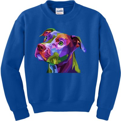 American Pitbull Terrier Pop Art Portrait For Dog Owners Gift Kids Sweatshirt