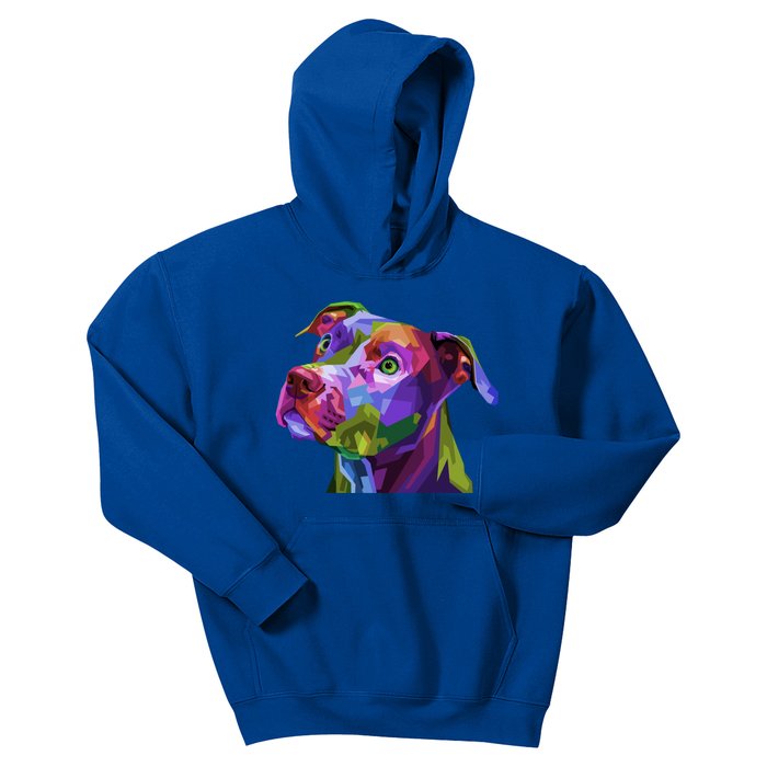 American Pitbull Terrier Pop Art Portrait For Dog Owners Gift Kids Hoodie