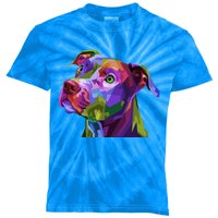 American Pitbull Terrier Pop Art Portrait For Dog Owners Gift Kids Tie-Dye T-Shirt