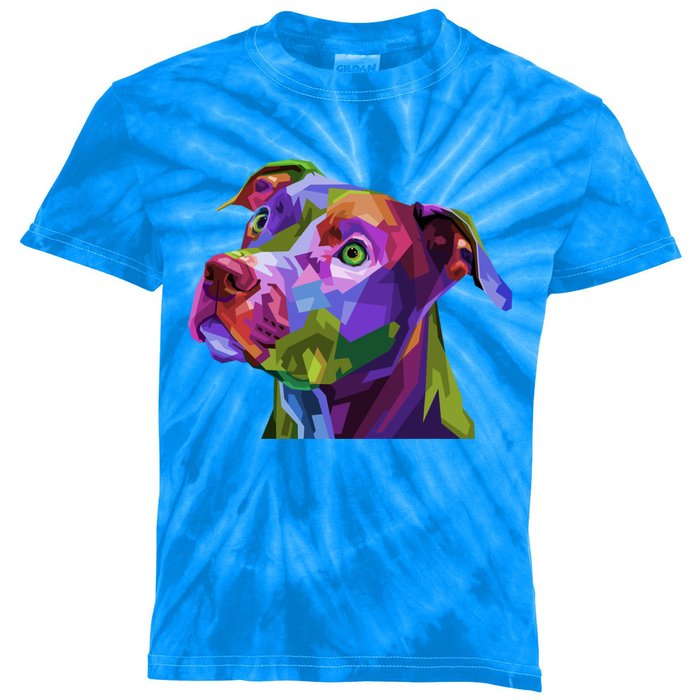 American Pitbull Terrier Pop Art Portrait For Dog Owners Gift Kids Tie-Dye T-Shirt