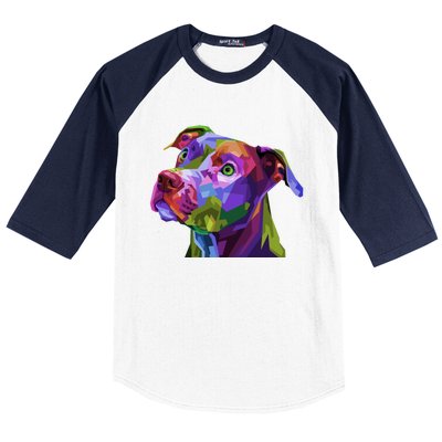 American Pitbull Terrier Pop Art Portrait For Dog Owners Gift Baseball Sleeve Shirt