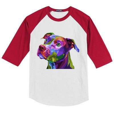 American Pitbull Terrier Pop Art Portrait For Dog Owners Gift Kids Colorblock Raglan Jersey