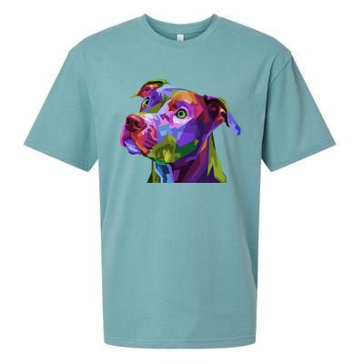 American Pitbull Terrier Pop Art Portrait For Dog Owners Gift Sueded Cloud Jersey T-Shirt