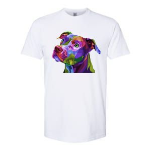 American Pitbull Terrier Pop Art Portrait For Dog Owners Gift Softstyle CVC T-Shirt