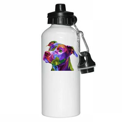 American Pitbull Terrier Pop Art Portrait For Dog Owners Gift Aluminum Water Bottle