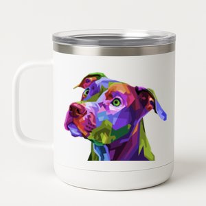 American Pitbull Terrier Pop Art Portrait For Dog Owners Gift 12 oz Stainless Steel Tumbler Cup