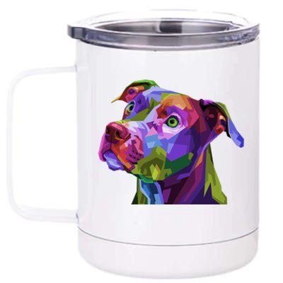 American Pitbull Terrier Pop Art Portrait For Dog Owners Gift 12 oz Stainless Steel Tumbler Cup