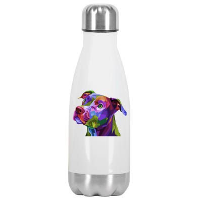 American Pitbull Terrier Pop Art Portrait For Dog Owners Gift Stainless Steel Insulated Water Bottle