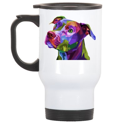 American Pitbull Terrier Pop Art Portrait For Dog Owners Gift Stainless Steel Travel Mug